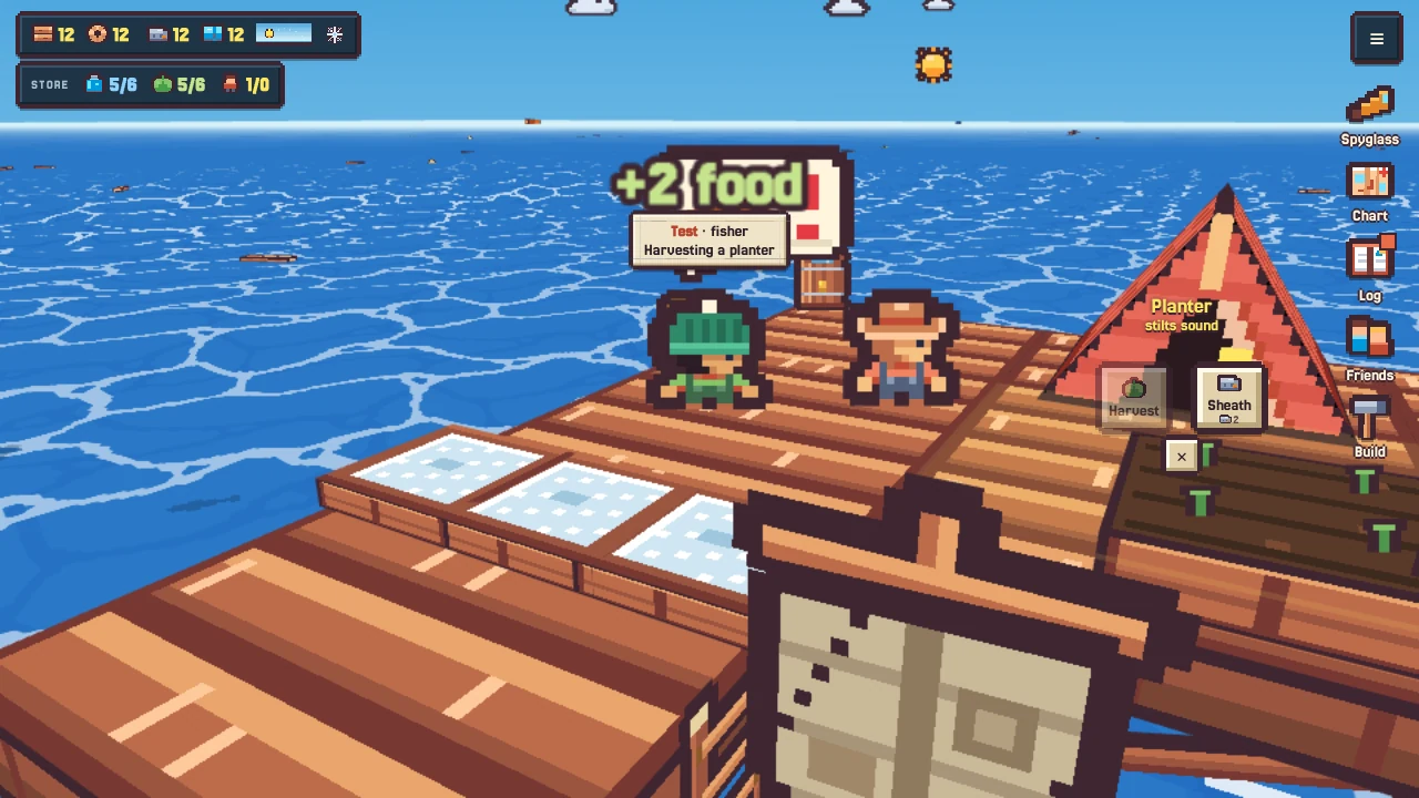 Tapping a castaway shows their trade and what they are doing