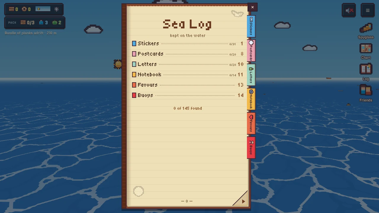 The Sea Log book open on its contents page