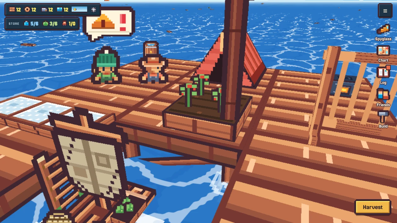A planter of greens ready to harvest on the deck, with castaways nearby