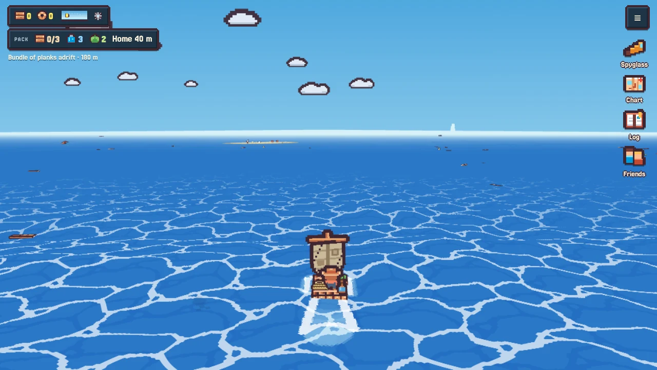 Sailing the raft out across open sea
