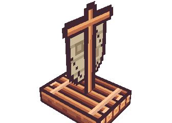 The raft with its sail, from the game